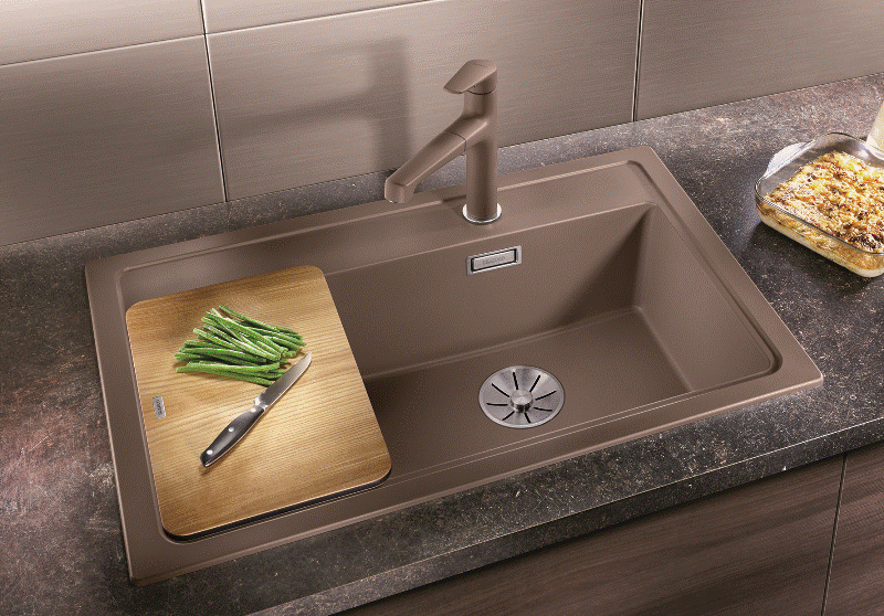 BLANCOZENAR XL 6 S HSB COMPACT kaufen | Silgranit Splen Farbe Tartufo Becken rechts Holzschneidbrett InFino Einbau